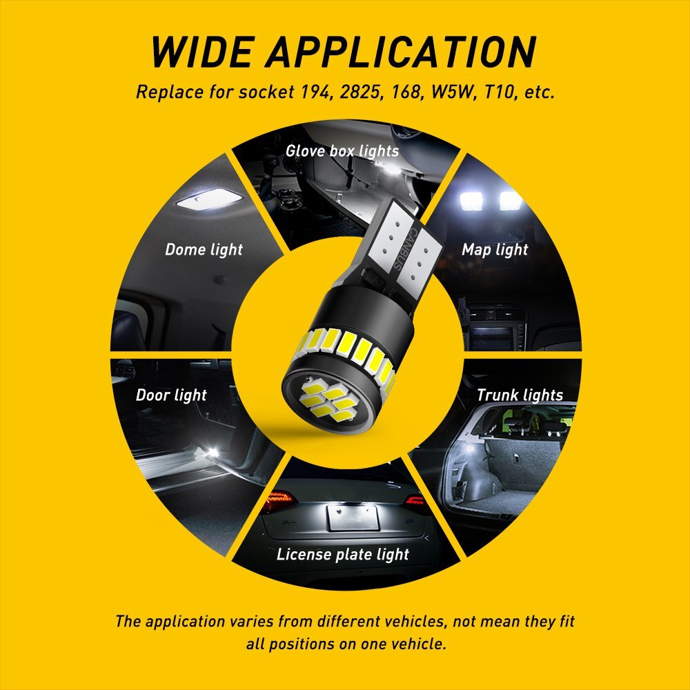 AUXITO 194 168 2825 W5W T10 White LED
