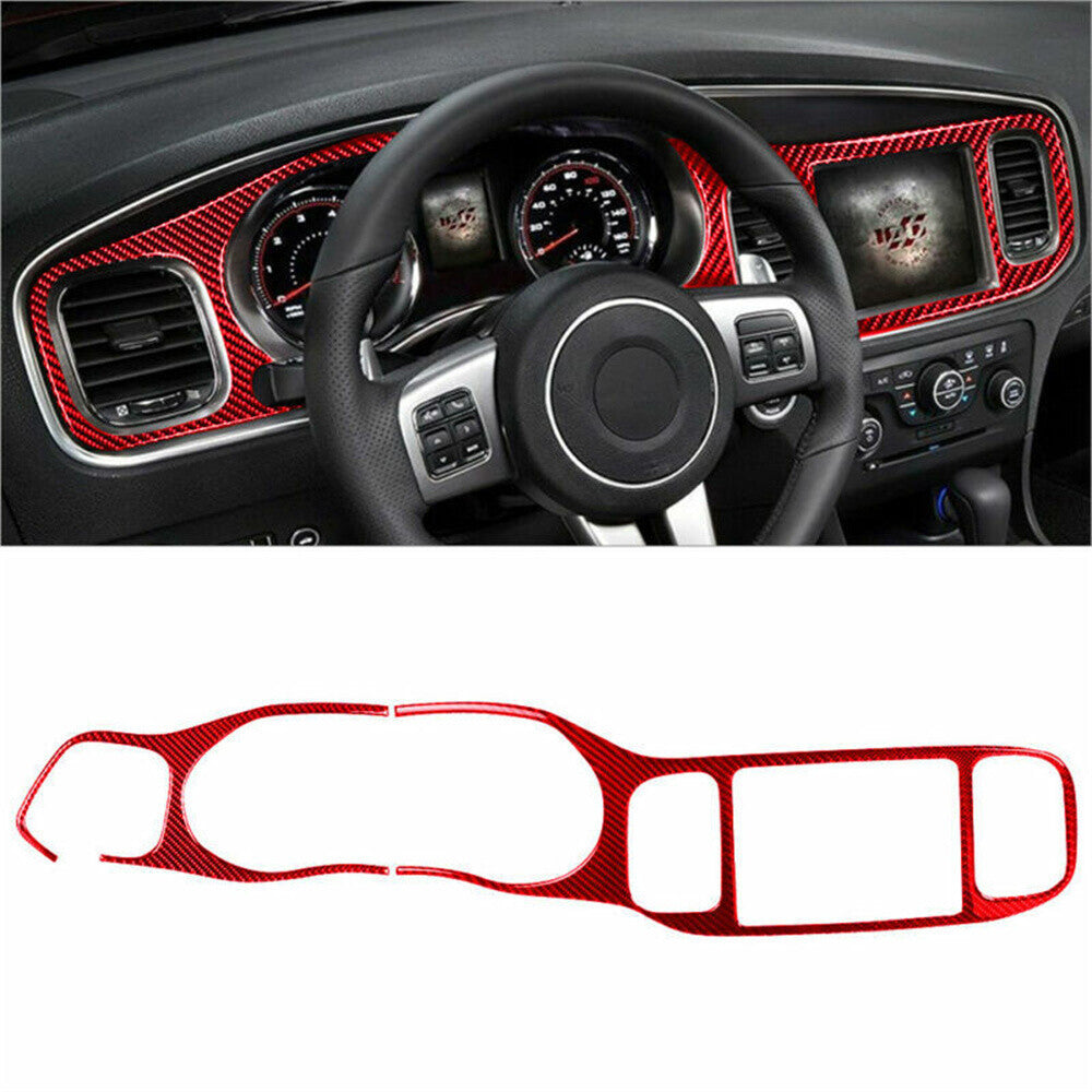 19Pc Red Carbon Fiber Interior Full Set Trim Cover Kit for Dodge Charger 2011-14