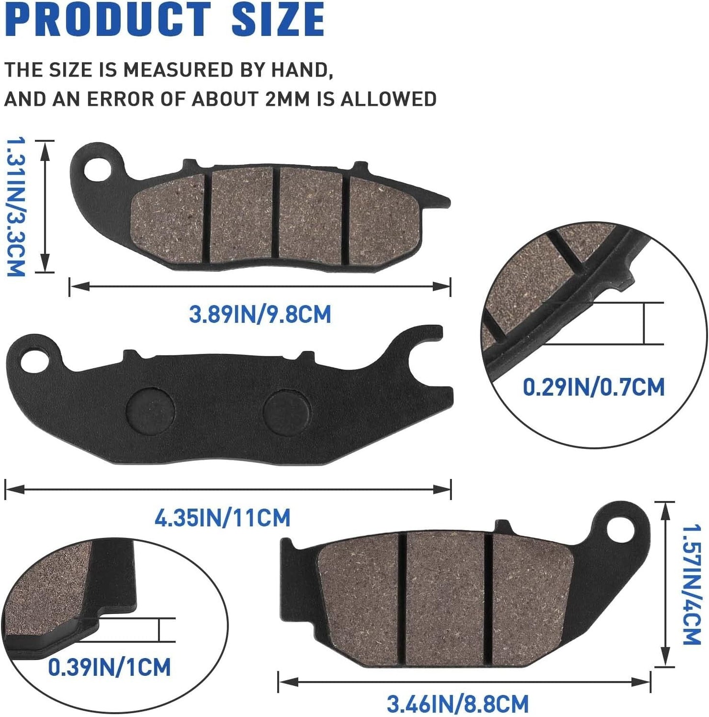Front and Rear Brake Pads for Honda CRF250 LD/LF 2013-2020 Rally 250 2017-2020