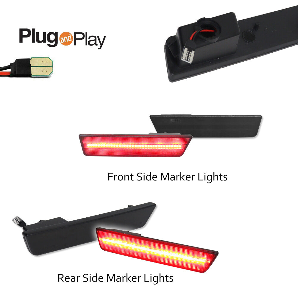 Smoked lens with red LED front and rear marker lights for 2008-14 for Dodge for Challenger