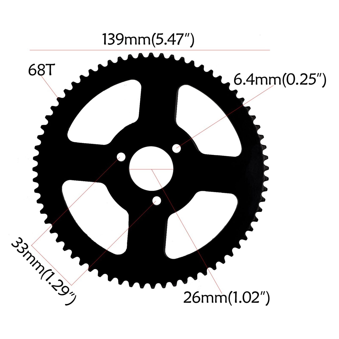 25H 68T Rear 11T Front Sprocket and Chain 49cc 2-Stroke Scooter for Mini Motorcycle Go-Kart