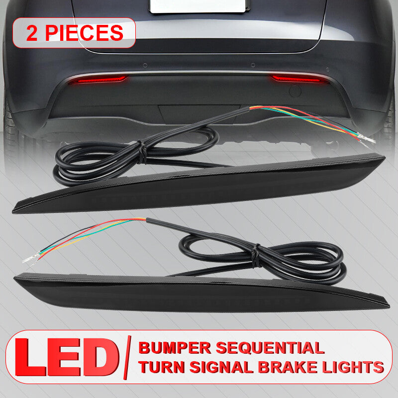 Smoked Lens LED Bumper Reflector Lights Tail/Brake/Turn Signal for Tesla for Model Y