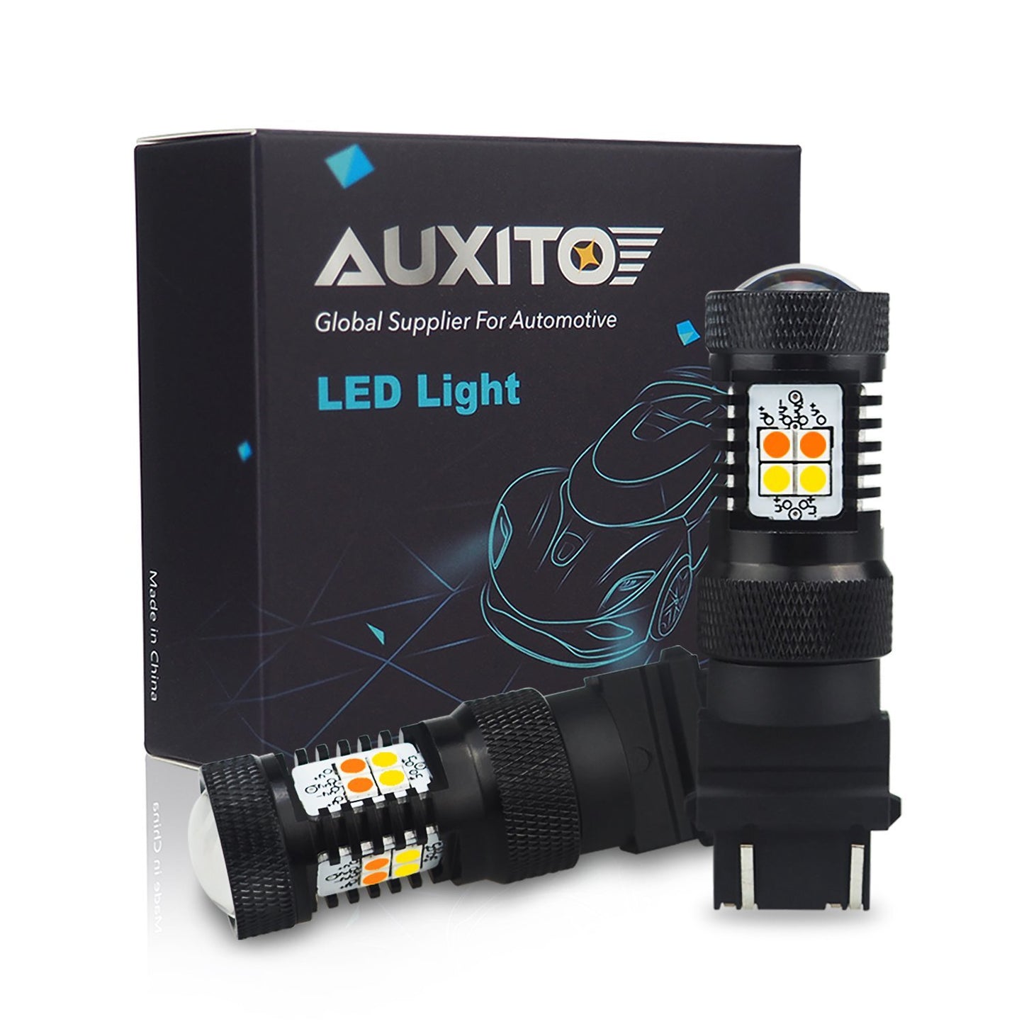 SMD 3157NA 3057A LED switch, dual-color white/amber turn signal light, 2800LM