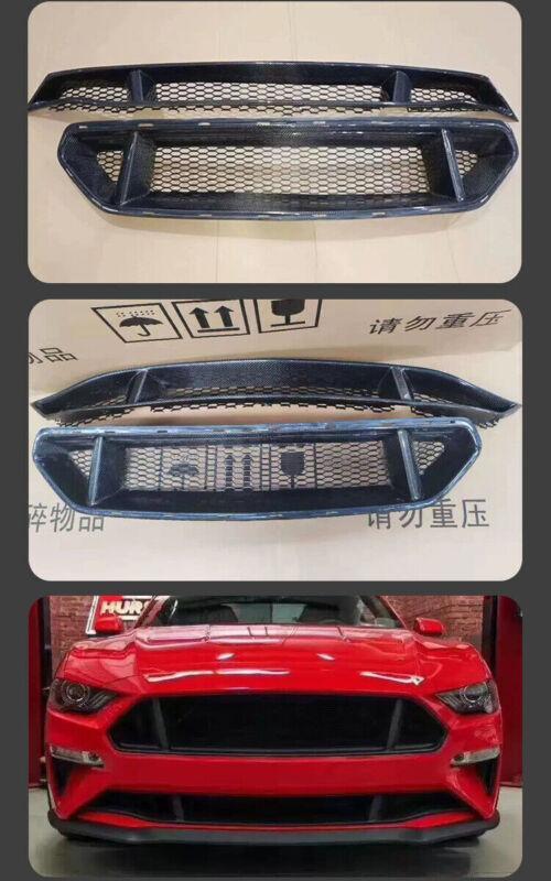 Carbon fiber upper front bumper and lower bumper grill mount for Ford for Mustang GT 2018-2024