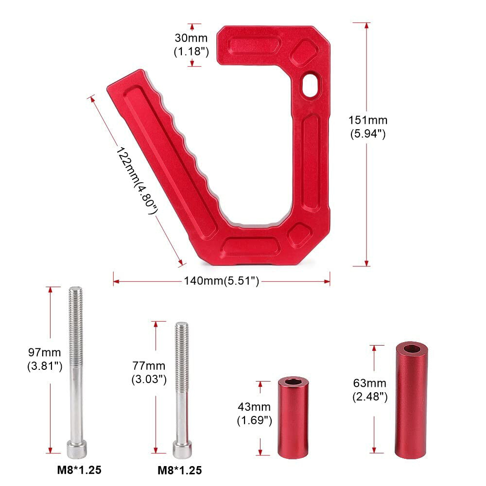 Red Aluminum Front + Rear Grab Handles Grip Bar for Jeep for Wrangler JK 2007-2018