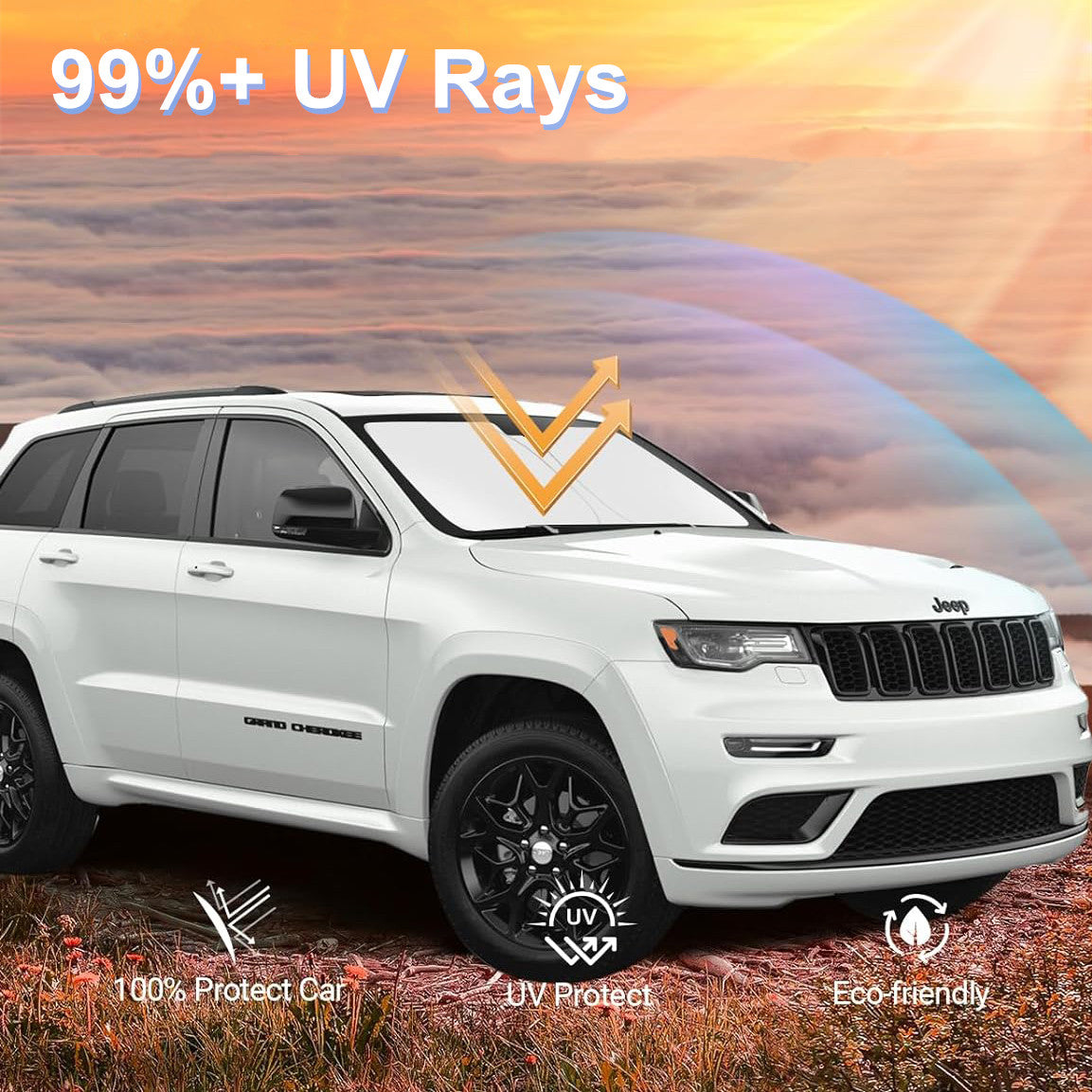 For 2014-2024 for Jeep Grand Cherokee Car Windshield Sun Shade Front UV Block Shield