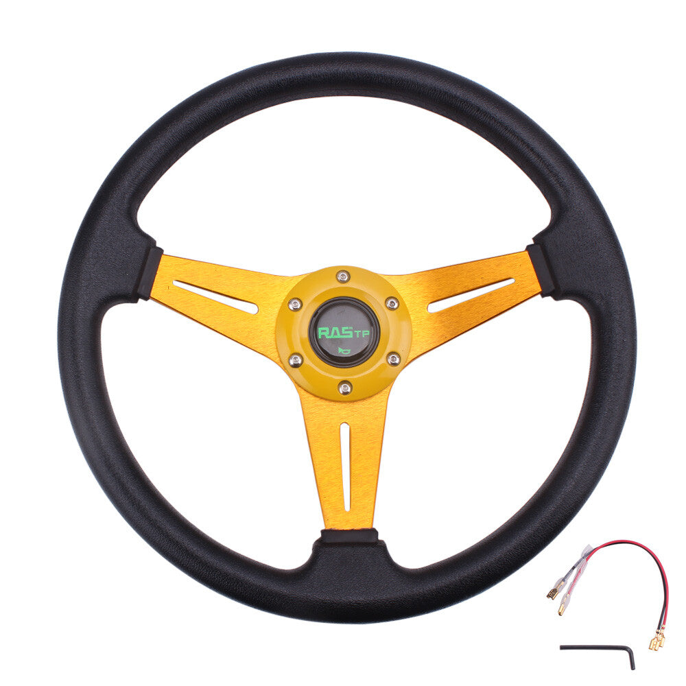 Gold 350mm for Golf Cart Steering Wheel Accessories+Sliver Adapter for EZGO TXT RXV