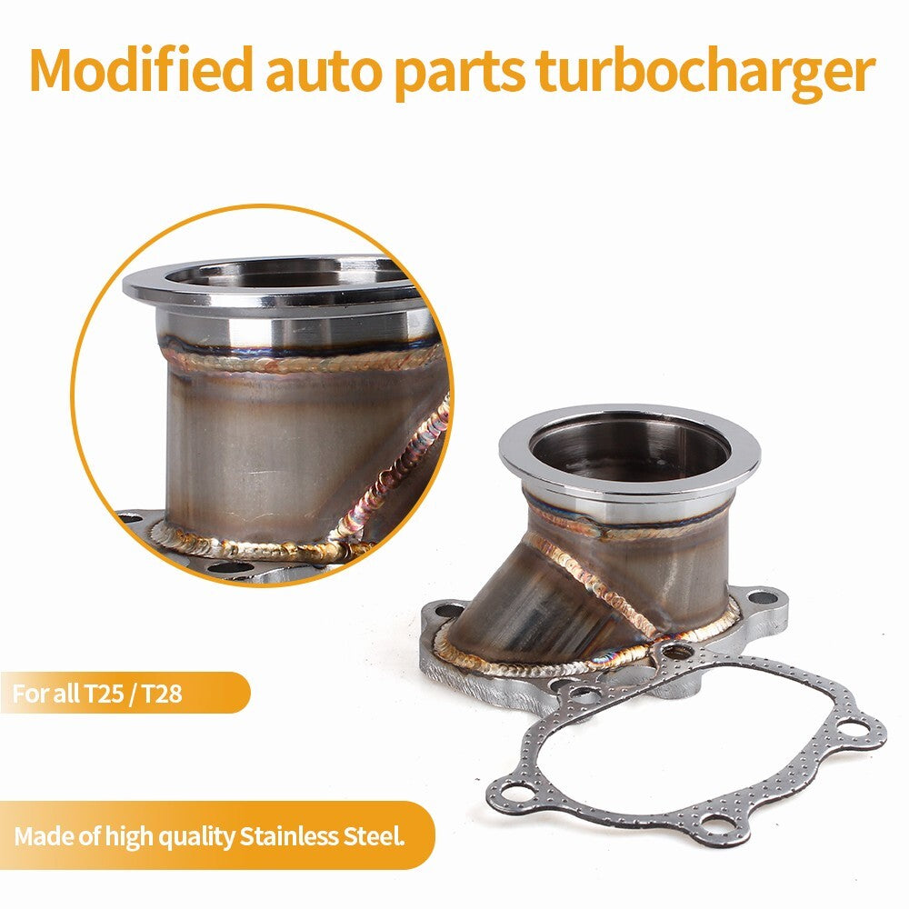 Turbo Down GT25 GT28 T25 T28 5 Bolt Flange to 2.5/63mm V band Adapter +Gasket