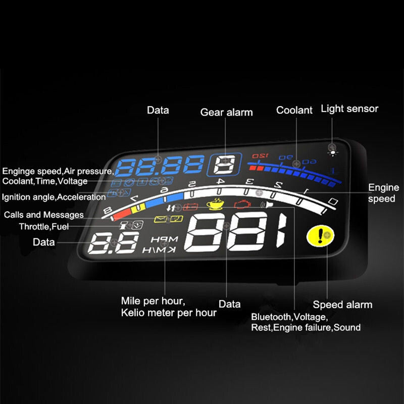 5.5-inch OBII HUD Head-Up Display, Digital Acceleration Warning System, Fuel Engine Components