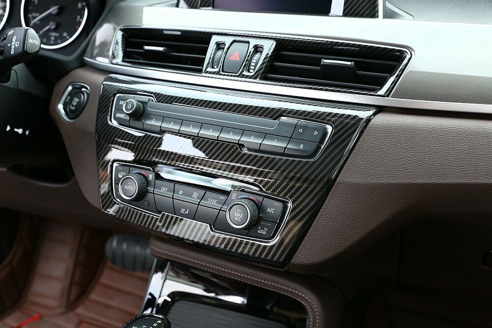 1P Carbon Fiber Console CD Button Control Frame Cover Trim for BMW X1 2016-2022