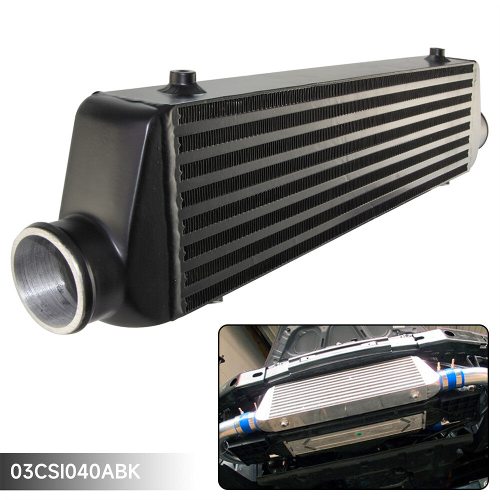 Universal BarPlate Front Mount Intercooler 55014065mm 2.5 In/Outlet Black