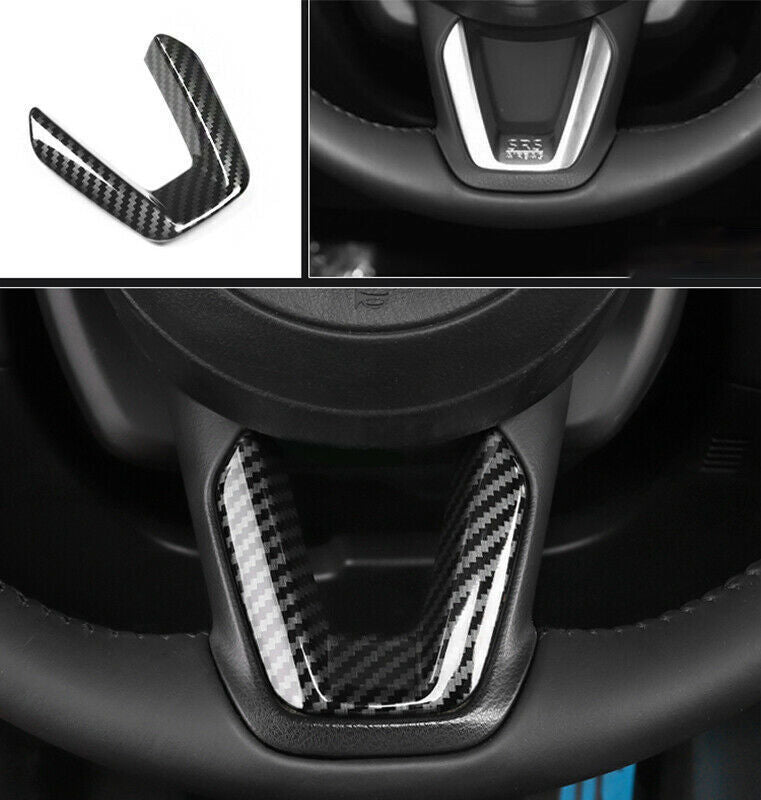 for Mazda CX-5 2017-2021 ABS Carbon Fiber Steering Wheel Sheet Decor Cover Trim