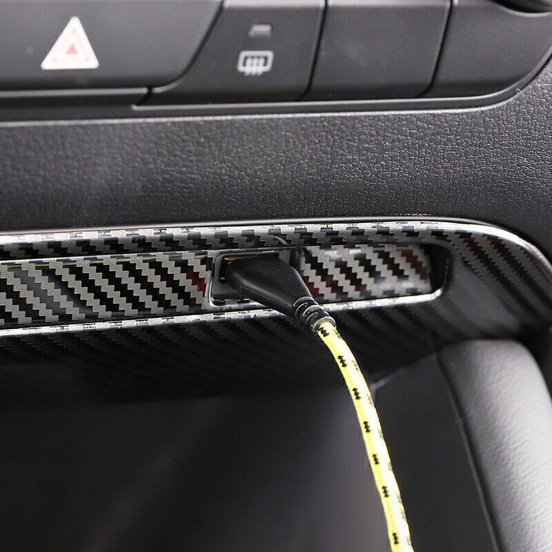2P for Mazda 3 Axela 19-23 Stainless Carbon Fiber Middle Console USB Panel Trims