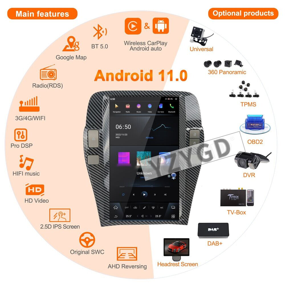 for Chevrolet Camaro 2010-2015 Car Radio CarPlay Stereo Receiver 128GB Screen