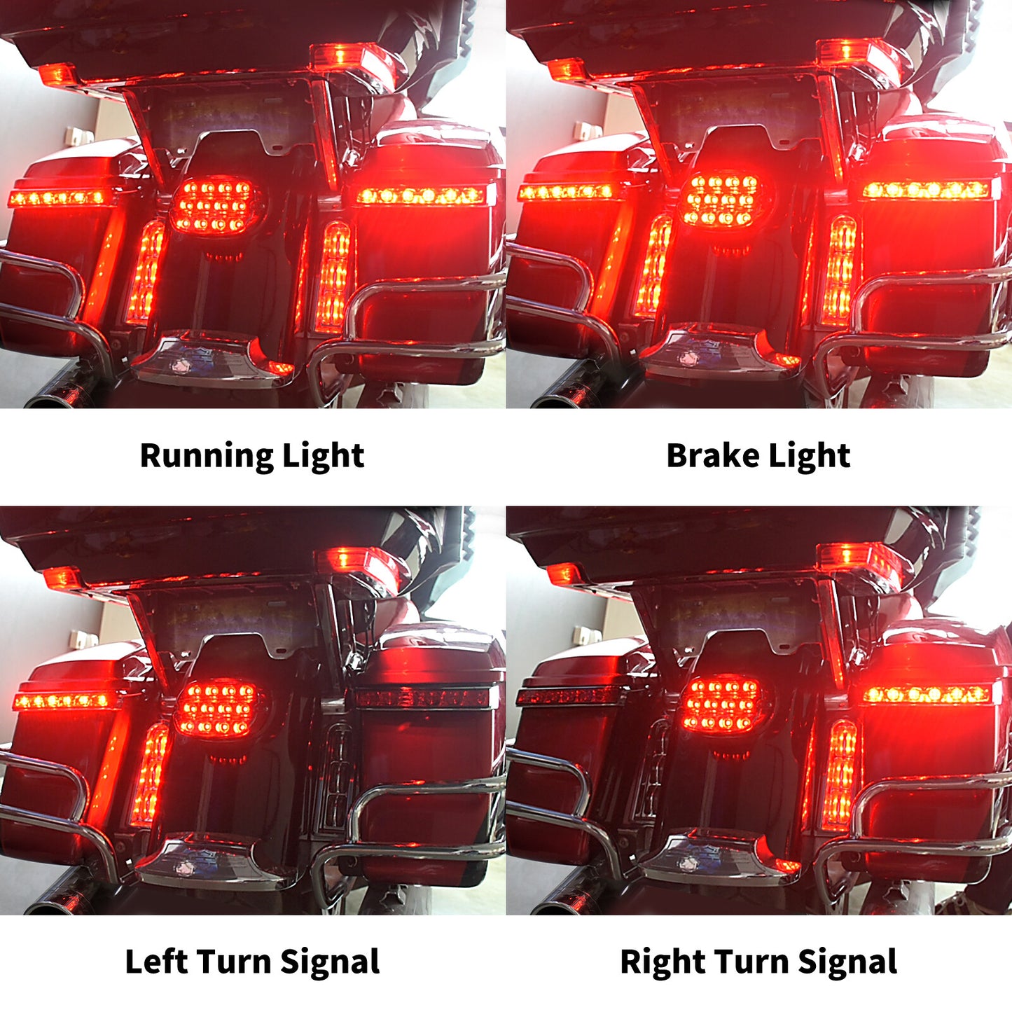 Chrome Saddlebag Turn Signal LED Light w/ Red Lens for Harley Electra Road Glide