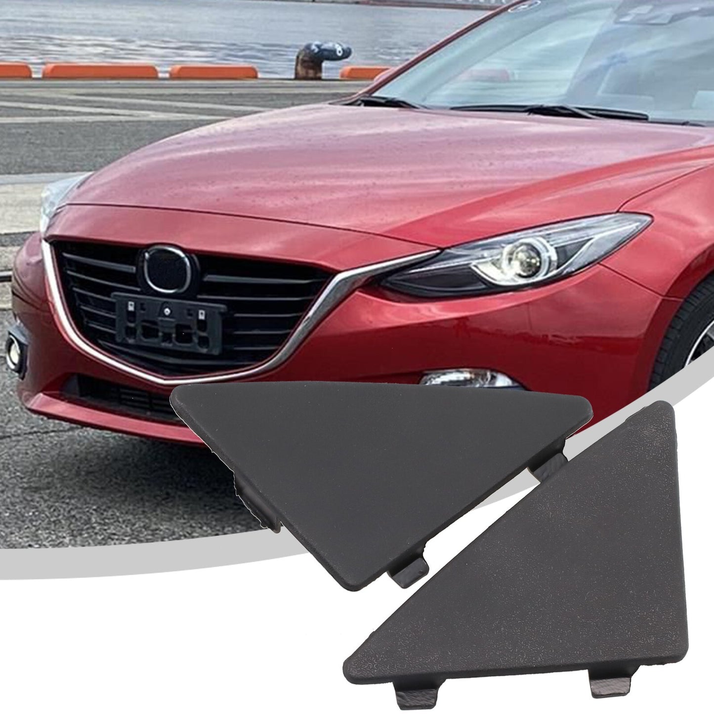 2x for Mazda 3 2014-2016 Front Bumper Lower Grille Triangle Tow Hook Cap Cover