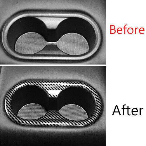 Inner Rear Water Cup Holder Panel Cover Trim Fit for Kia K5 2021-22 Carbon Fiber