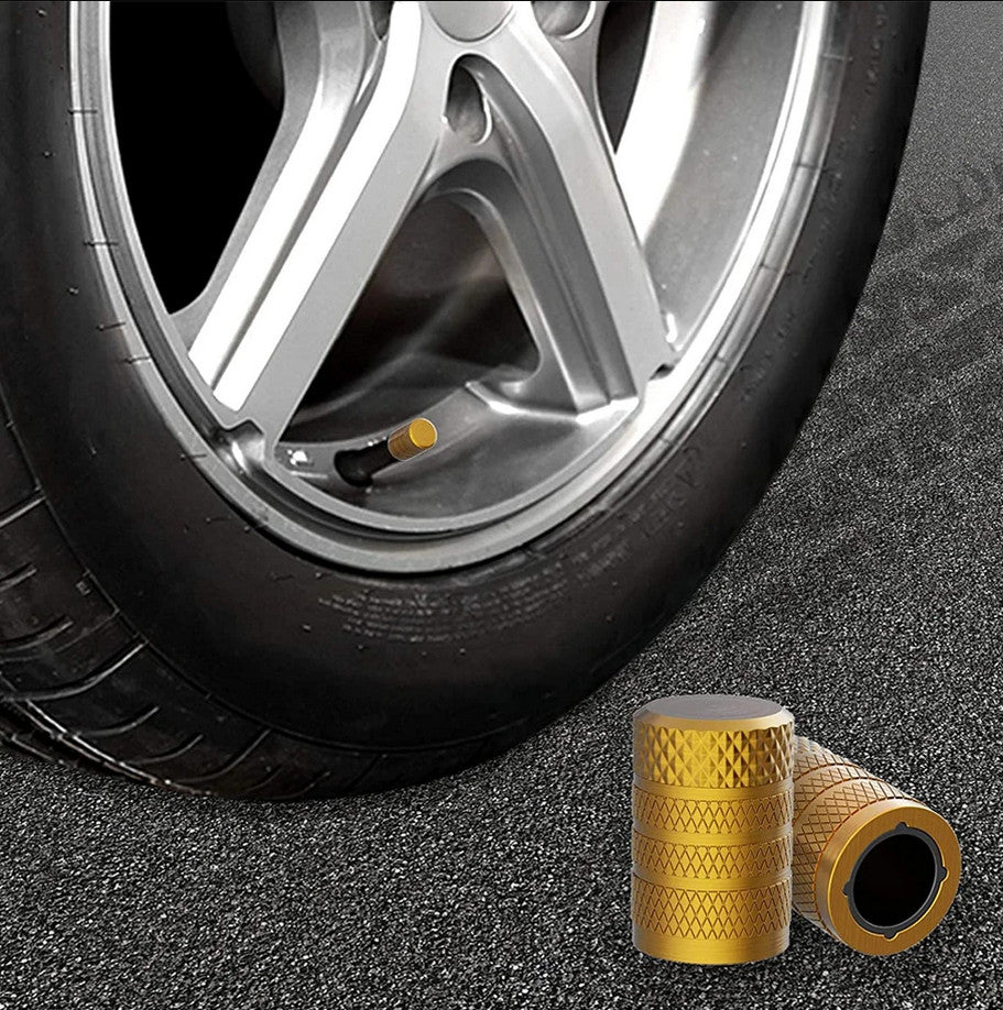 4-piece car tire valve cover rod air dust cover, gold universal, suitable for Toyota .
