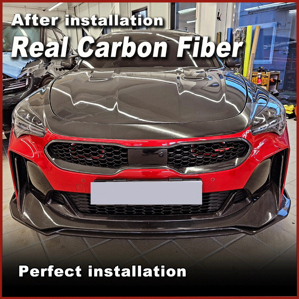 2x REAL CARBON FIBER Front Center Mesh Grille Grill Vent Trim for Kia Stinger
