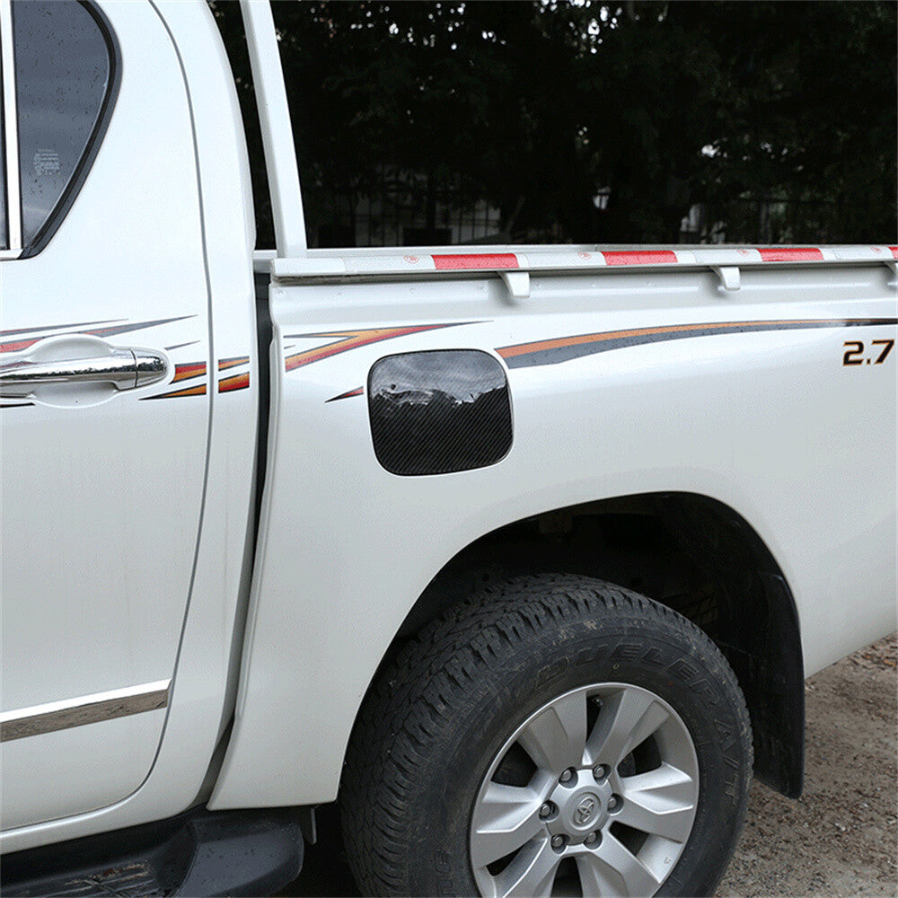 For T@yota Hilux Revo 2015-2021 Carbon Fiber Fuel Filler Tank Cover Door Gas Cap