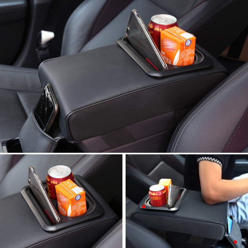 Durable American-made car center console box, armrest cushion, elbow rest, and cup holder.