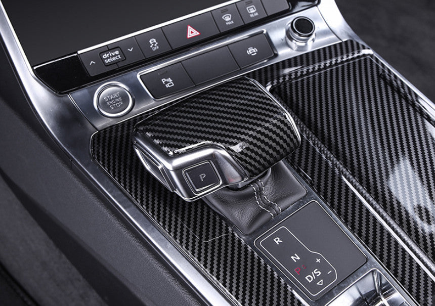 Fit for Audi A6 A7 2019-24 ABS Carbon Fiber Central Console Gear Shift Knob Trim