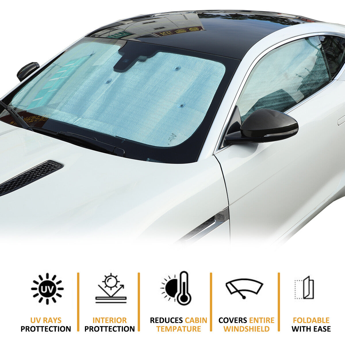 6-Piece Full Window Sunshade and Windshield Protective Cover for Jaguar F Models 2013-2022
