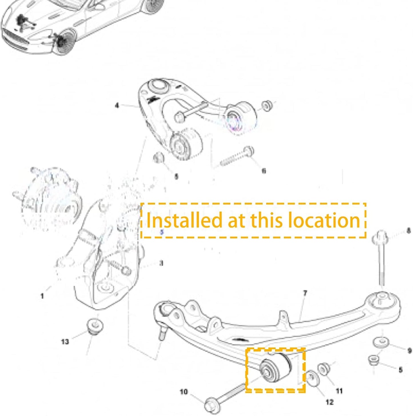 Suitable for Aston Martin front lower control arm bushings, small size 8D333A052AC 6G333A053BA