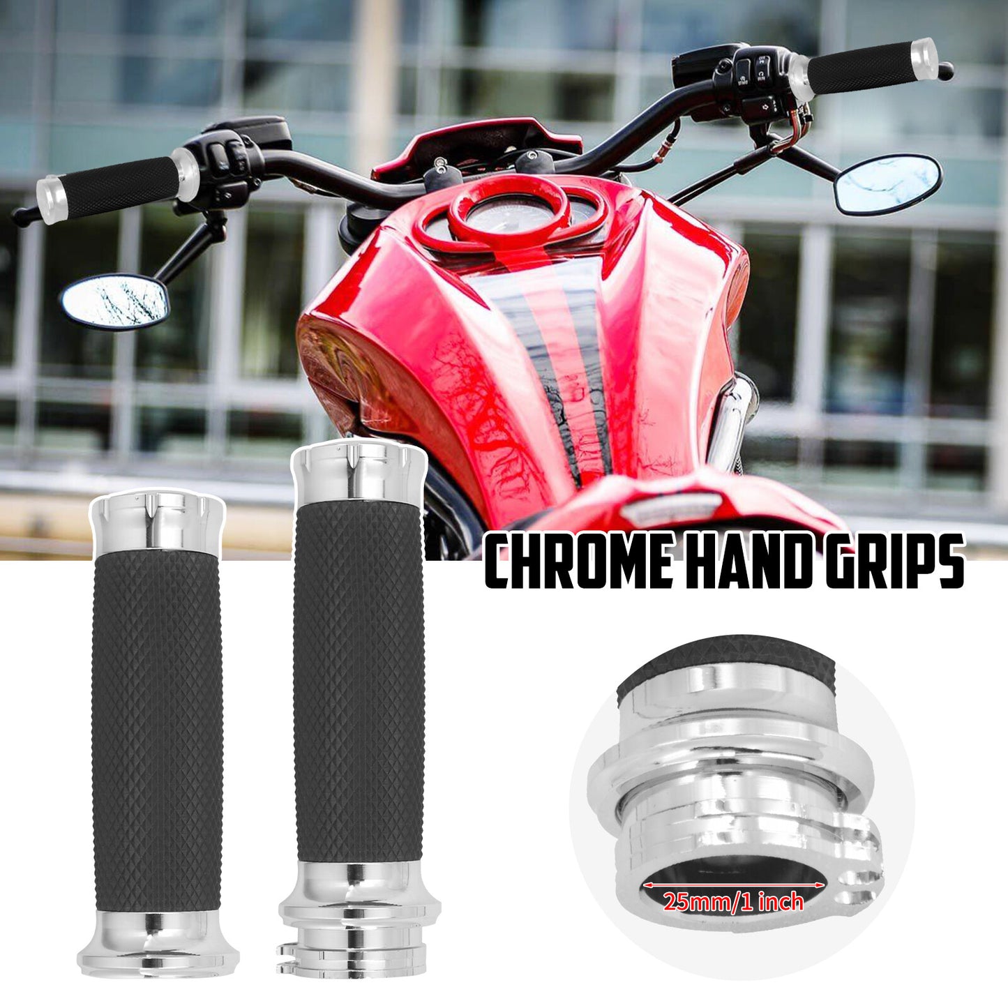 1 25mm Motorcycle Handlebar Hand Grips for Harley Road Glide Softail Sportster