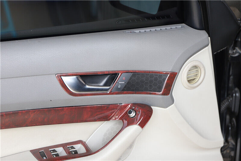 Car Inner Door Handle Cover Frame Trim 2PCS Fit for Audi A6l 05-2011 Brown Wood