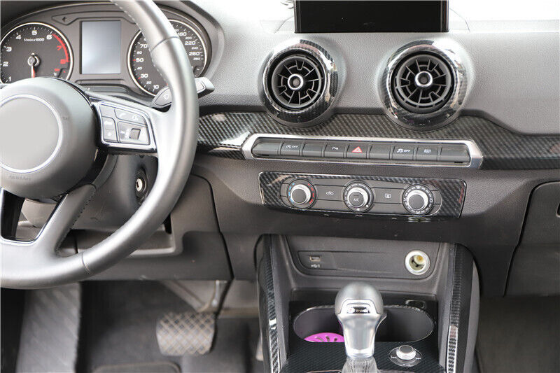 Console AC Switch Control Panel Trim 1 Fit for Audi Q2L 2018-2021 Carbon Fiber