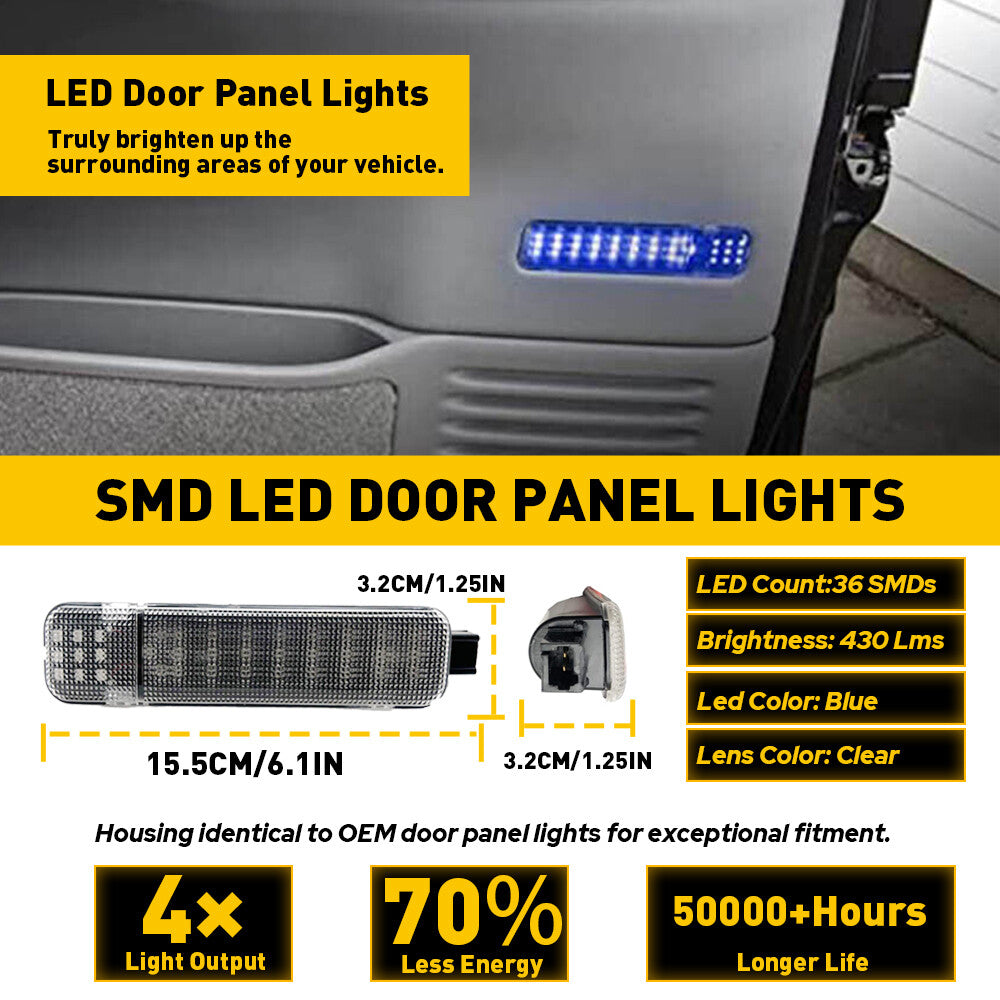 A pair of LED door courtesy lights for Chevrolet Silverado Suburban Tahoe for GMC for Sierra for Yukon