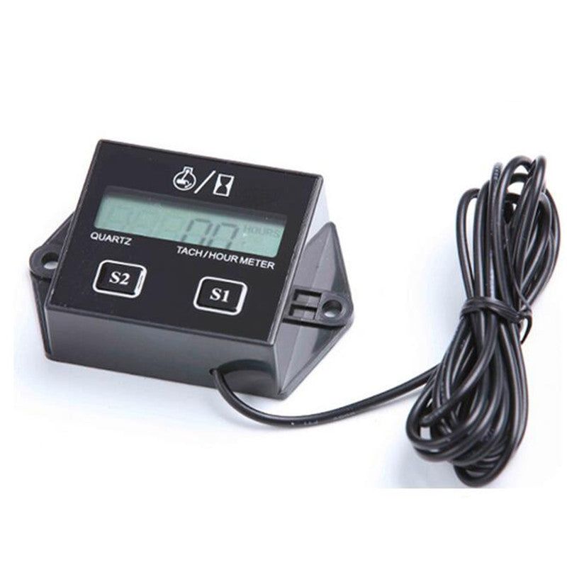 Inductive Hour Meter Digital Tachometer LCD Moto 2 4 Stroke Engine Spark Plugs