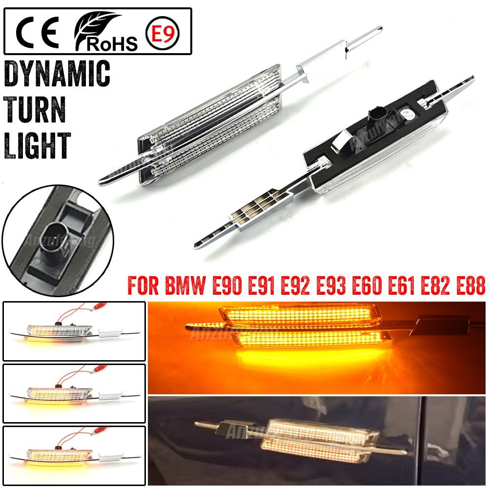 2pcs LED Dynamic Side Marker Light Turn Signal Lamp for BMW E60 E90 E61 E93 E92