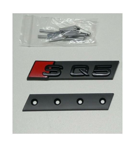 Bonnet badge decal for Audi SQ5 and Q5 Hood Grille, glossy black and red.