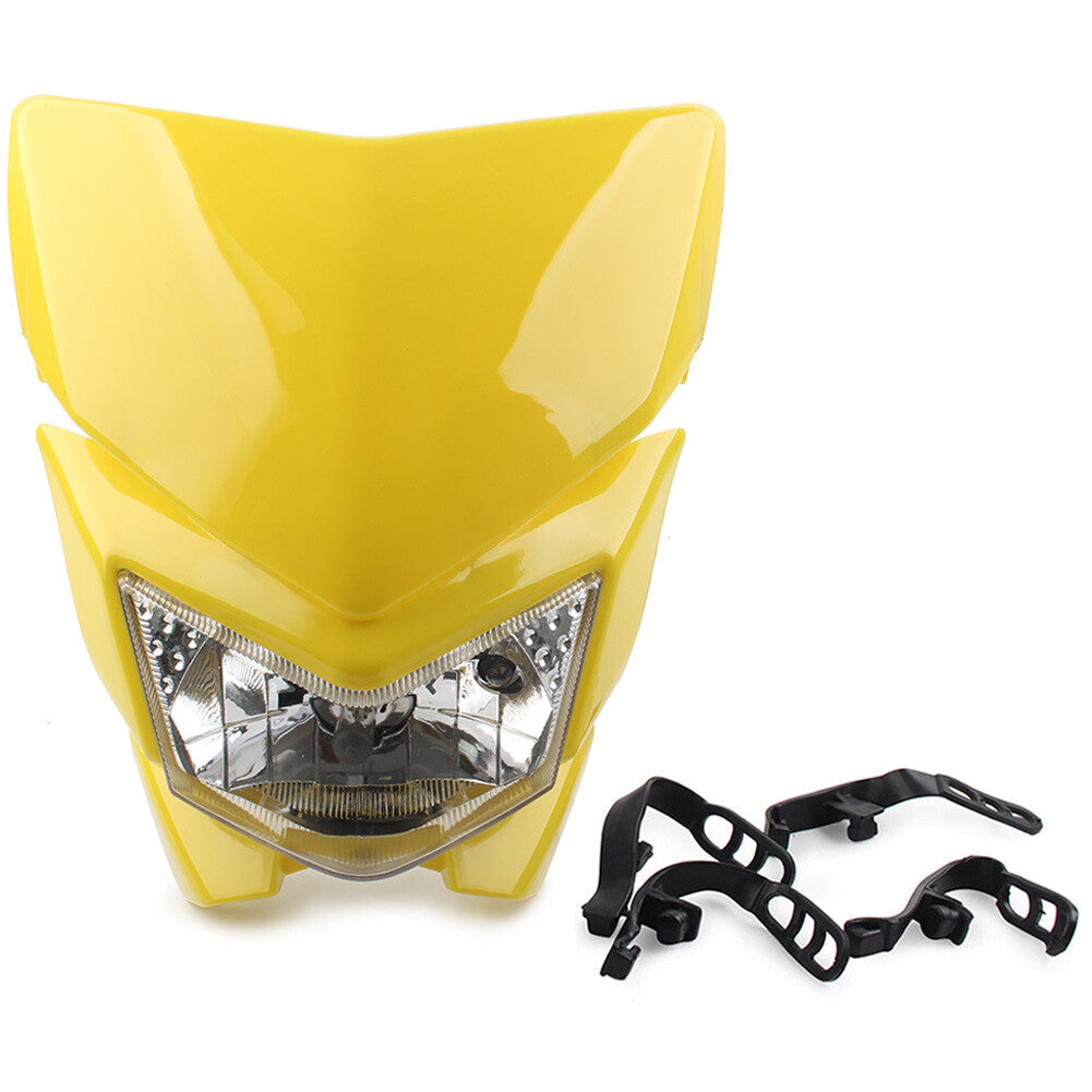 Yellow Motorcycle Front Headlight Head Lamp Mx Enduro Dirt Trail Bike 250cc