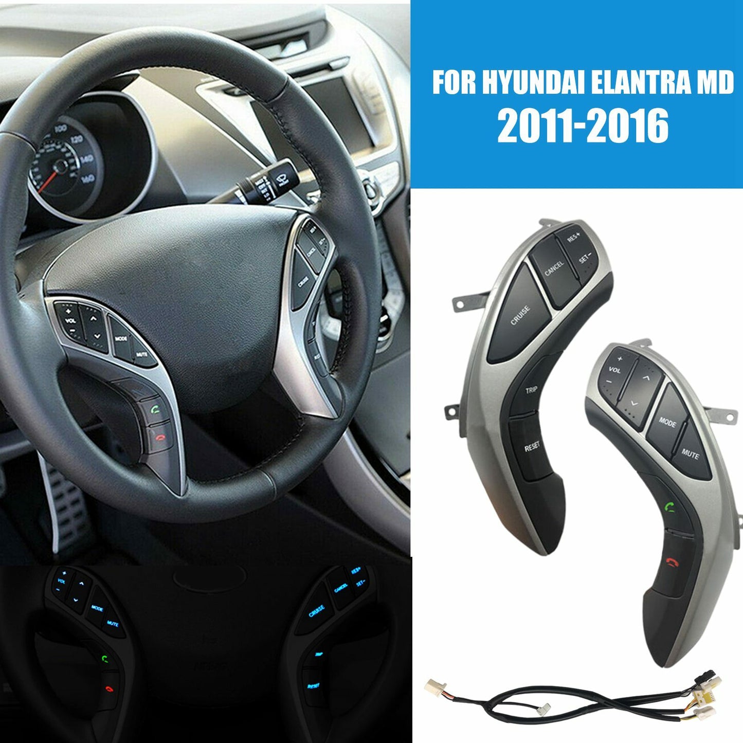 for Hyundai for Elantra MD 11-16 Cruise Audio Steering Wheel Control Switch LH+RH AT