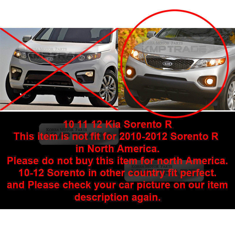 for KIA Sorento 2009 2010 2011 2012 Front Bumper Fog Light+Fog Lamp Cover Kit