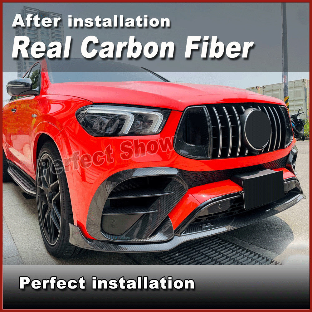 for Benz W167 C167 GLE450 GLE63 Coupe REAL CARBON Front Bumper Lip Spoiler