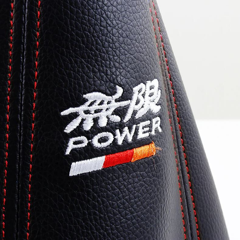 Car Gear Shift Knob Boot Racing Gearshift Protector Cover (Mugen, Black/Red, Universal)