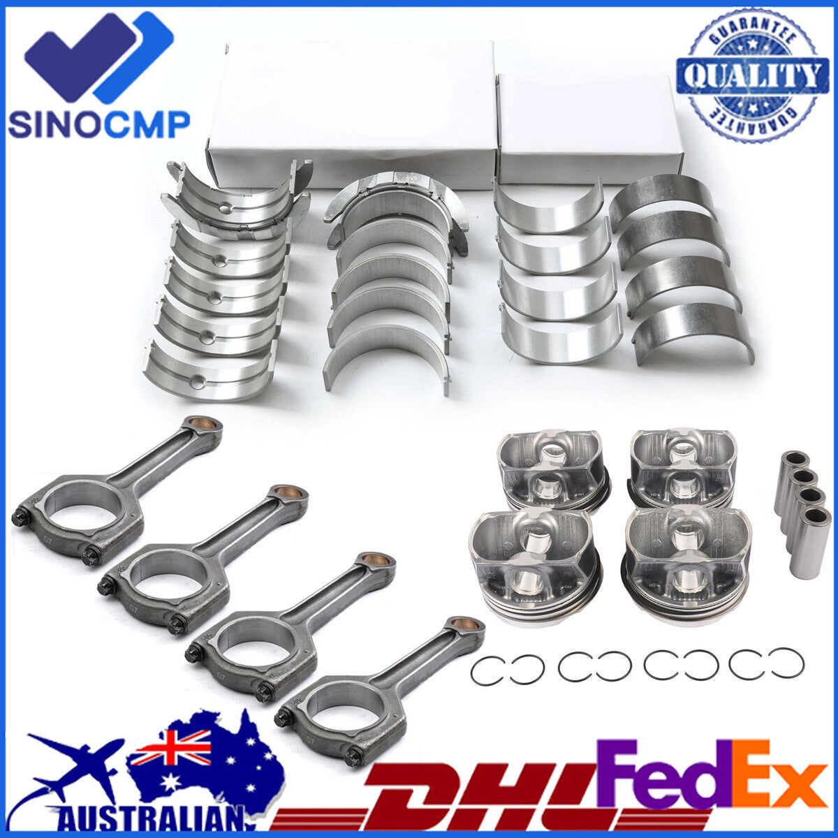 N20B20 Pistons Rings Set 4x Con Rods Bearings Set for BMW 328i 528i X3 2.0T