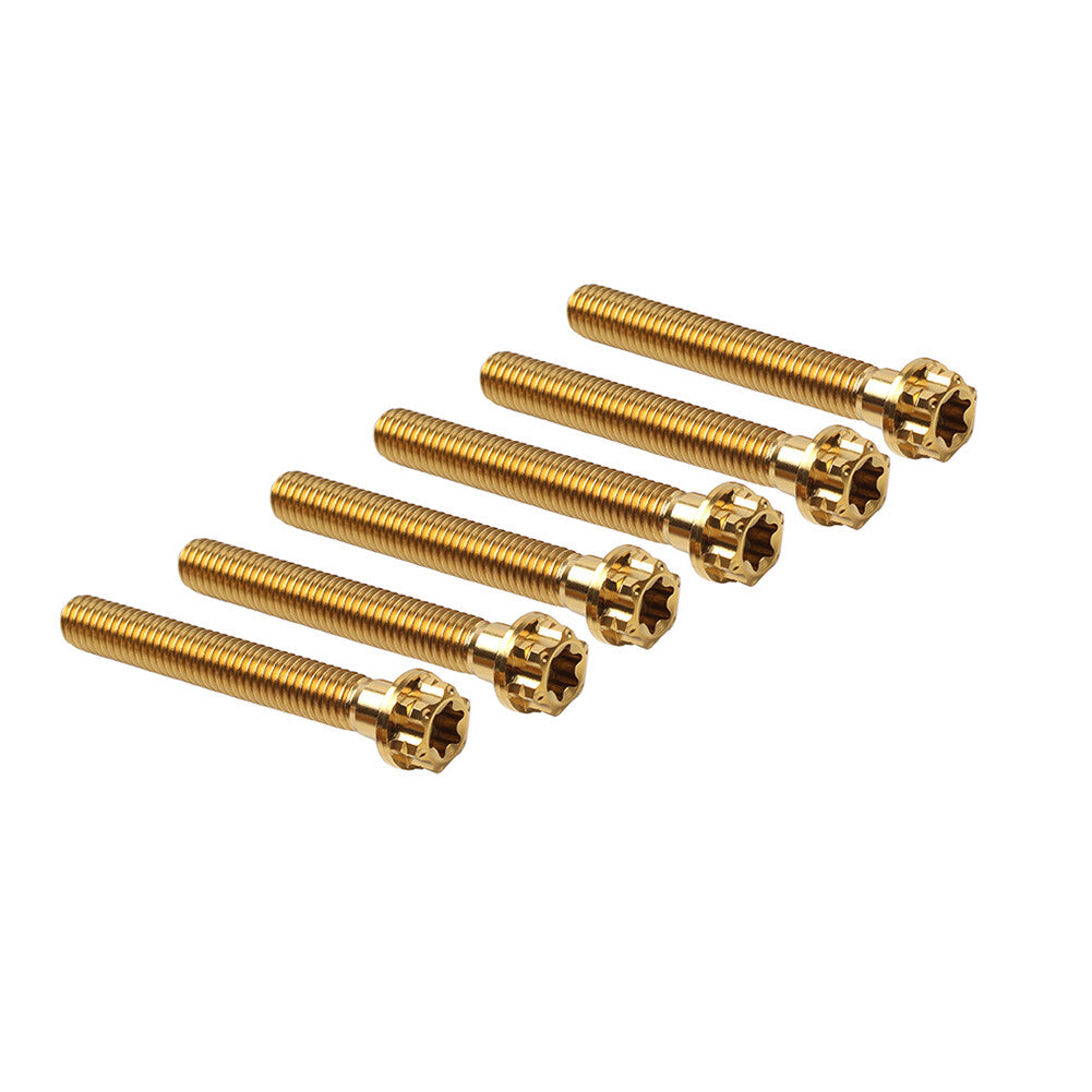 6pcs Bolts Torx Head Flange Screws M10x55mm gFor Motorcycle Bike Gold