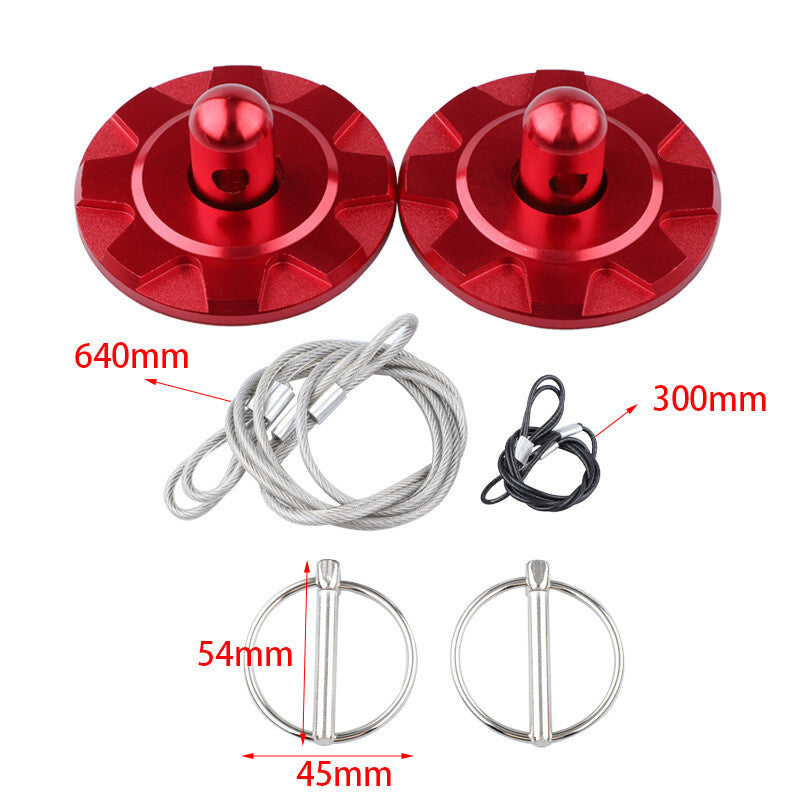 Red Hardware Bonnet Racing Hood Pin Lock Appearance Kit Universal Aluminum