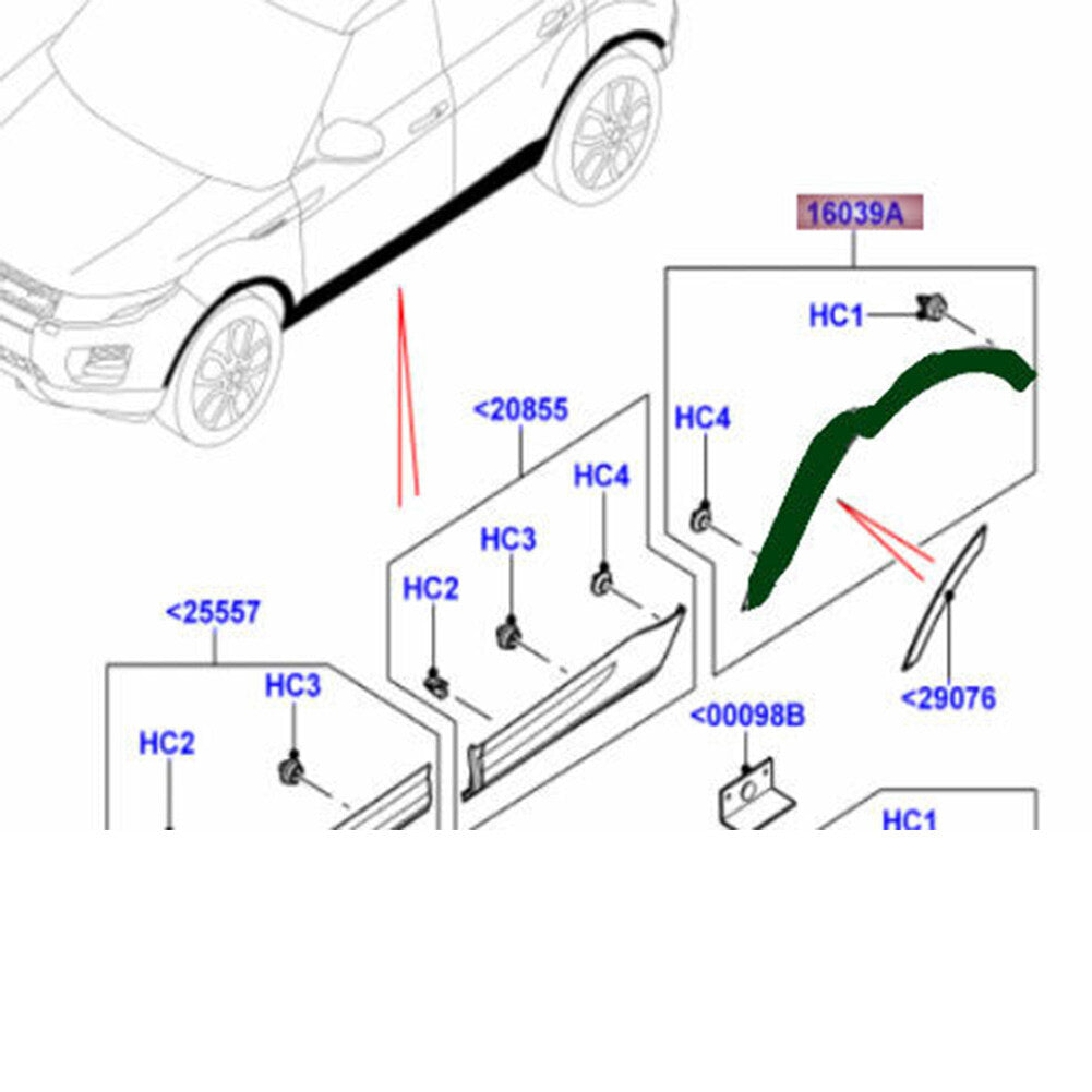Rear Wheel Arch Molding for Land Rover for Range Rover Evoque 2012-2019