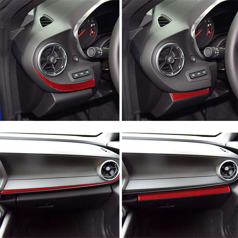 Red Carbon Fiber Central Control Dashboard Panel Trim for Chevrolet Camaro 2016+