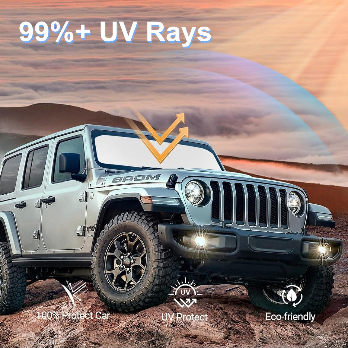 For 2018-2025 for Jeep for Wrangler JL/JLU Front Windshield Sun Shade Reflective Cover