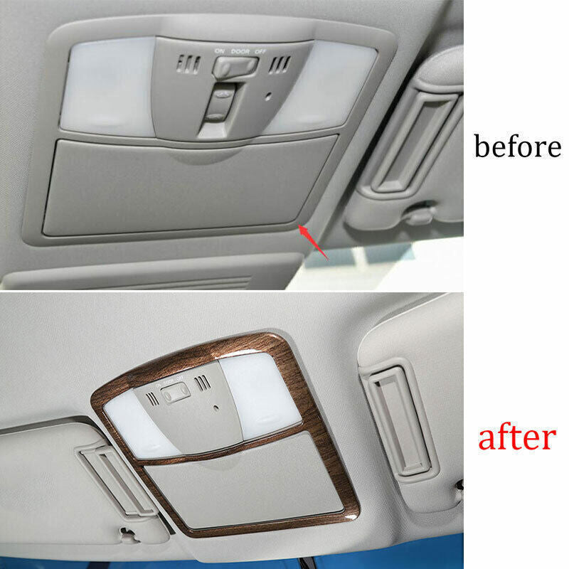 Front Reading Lamp Frame Cover Trim Fit for Nissan Armada Y62 2017-20 Wood Grain