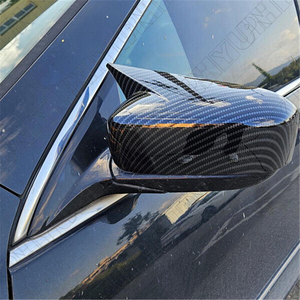 Pair Carbon Fiber Black Rearview Mirror Cover Cap for Honda for Accord 7th 2003-2007