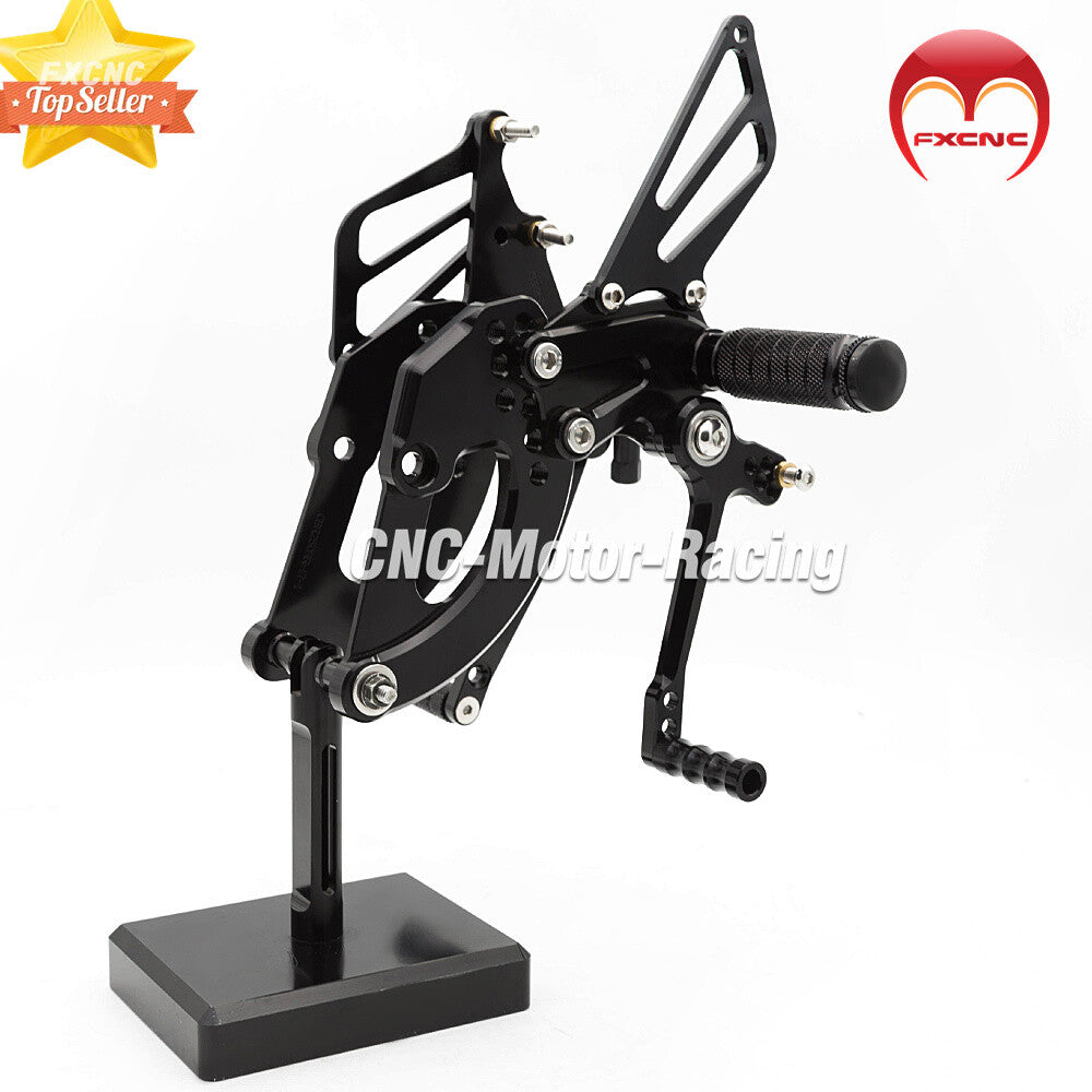 CNC geared foot spikes, footrests, and aluminum pedals suitable for Honda CBR250RR 2017, 2018, and 2019 models.