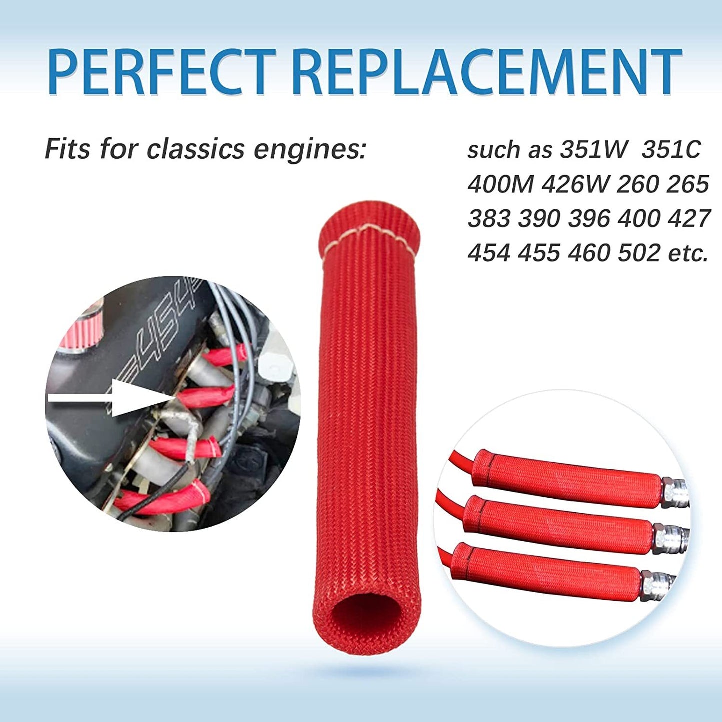8-Pack Red 2500¡ã 6-inch Spark Plug Line Shoe Protector Heat Insulator